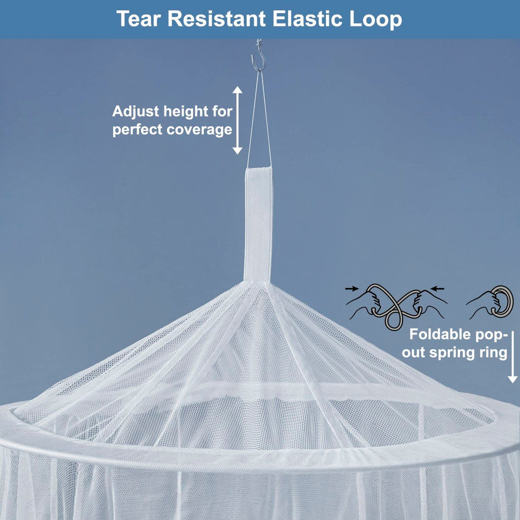 Mosquito Net For Single To King-Sized Beds - Fully-Enclosed Bed Canopy For Travel Or Decoration - Free Bag, Hanging Kit & Adhesi