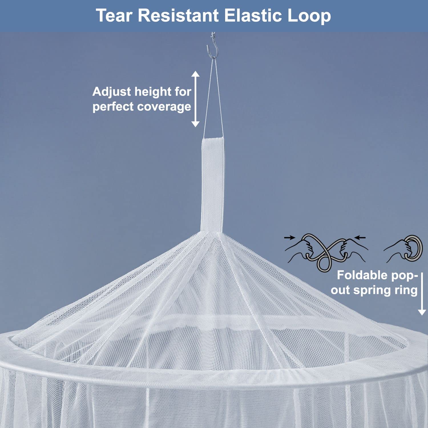 Mosquito Net For Single To King-Sized Beds - Fully-Enclosed Bed Canopy For Travel Or Decoration - Free Bag, Hanging Kit & Adhesi