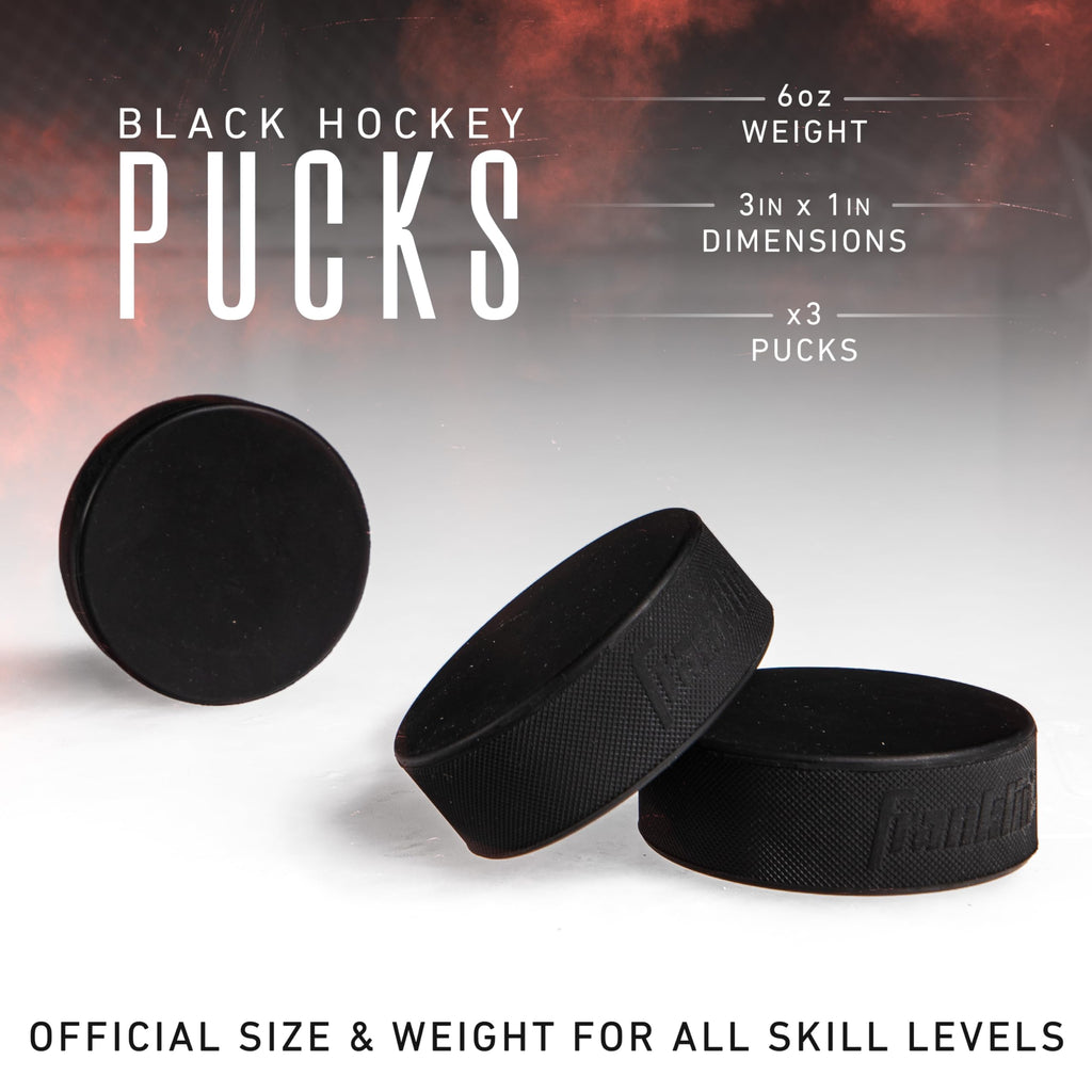 Franklin Sports Ice Hockey Pucks - Black Rubber Pucks For Ice Hockey - Official Size + Weight - Perfect For Rinks + Synthetic Pa