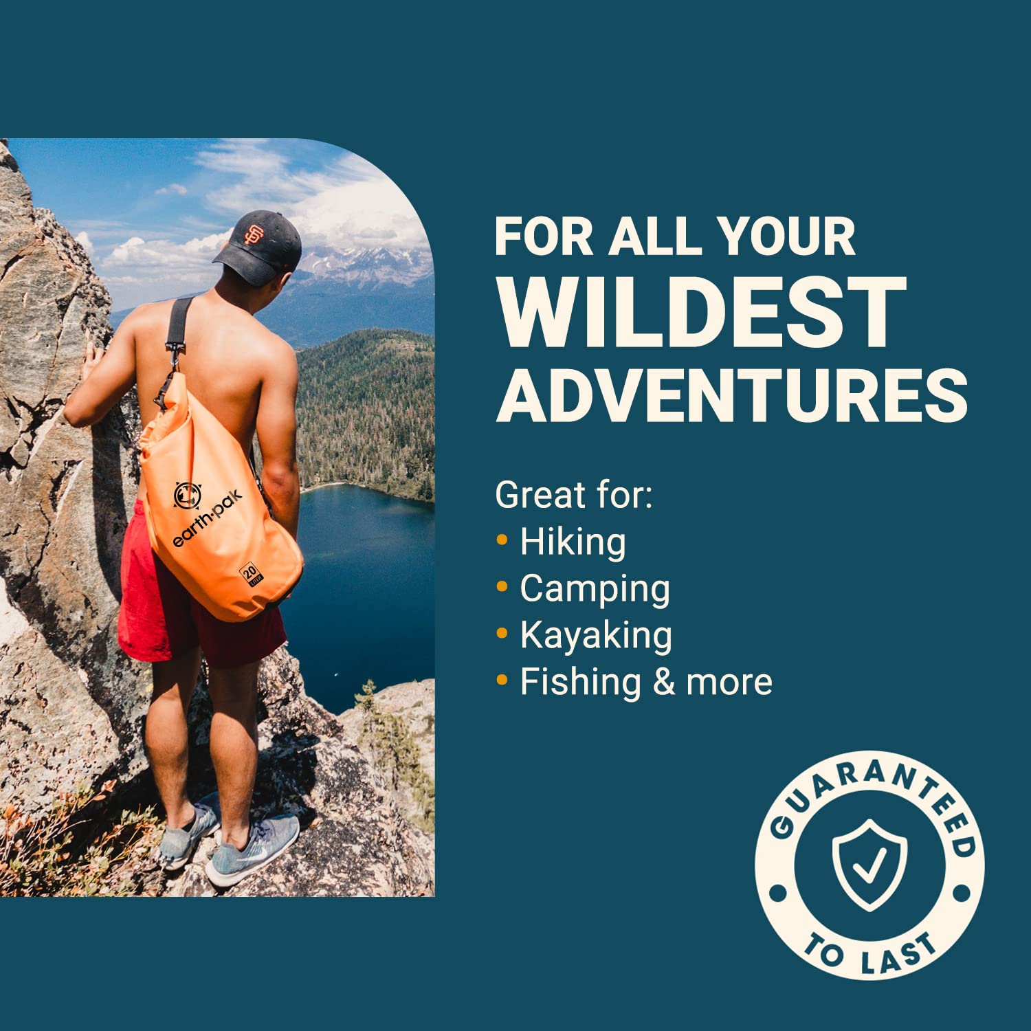 Earth Pak -Waterproof Dry Bag - Roll Top Dry Compression Sack Keeps Gear Dry For Kayaking, Beach, Rafting, Boating, Hiking, Camp
