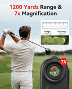 Hoorola Range Finder Golf, 1200 Yards Rangefinder with Slope, Magnetic Stripe, 7X Magnification, IP54 Water Resistant, Rechargea