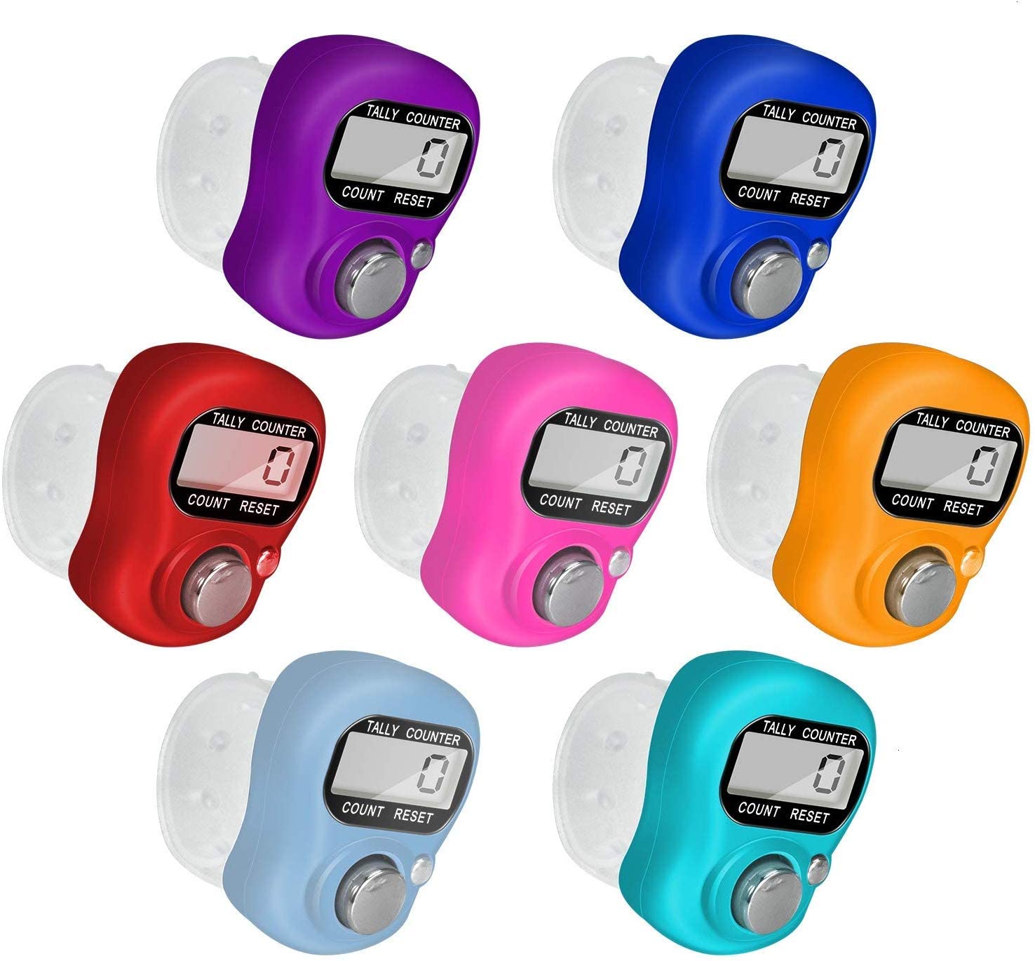 Koicaxy Electronic Finger Counter, 7-Pack Resettable 5 Digit Lcd Electronic Digital Display Finger Hand Tally Counter Counting