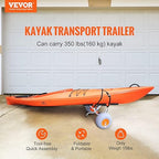 Vevor Heavy Duty Kayak Cart, 350Lbs Load Capacity, Foldable Canoe Trolley With 13'' Beach Wheels, Adjustable Carrier Width & Non