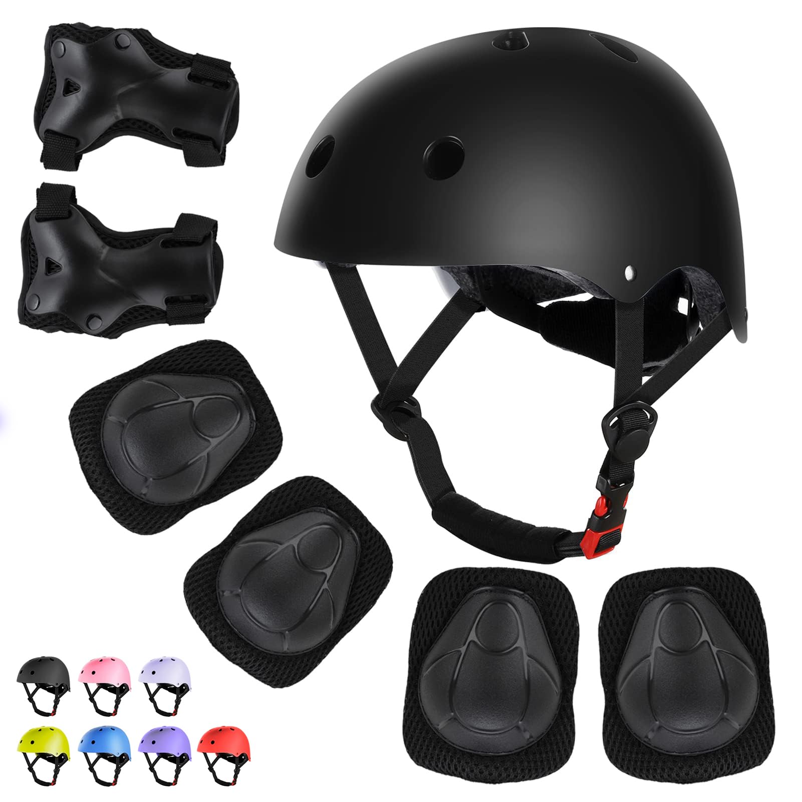 WayEee Kids Bike Helmet Set Skateboard Knee Pads, Helmet Pad Set Protective Gear Set, Adjustable for Girls Kids 3-10 Helmet Elbo