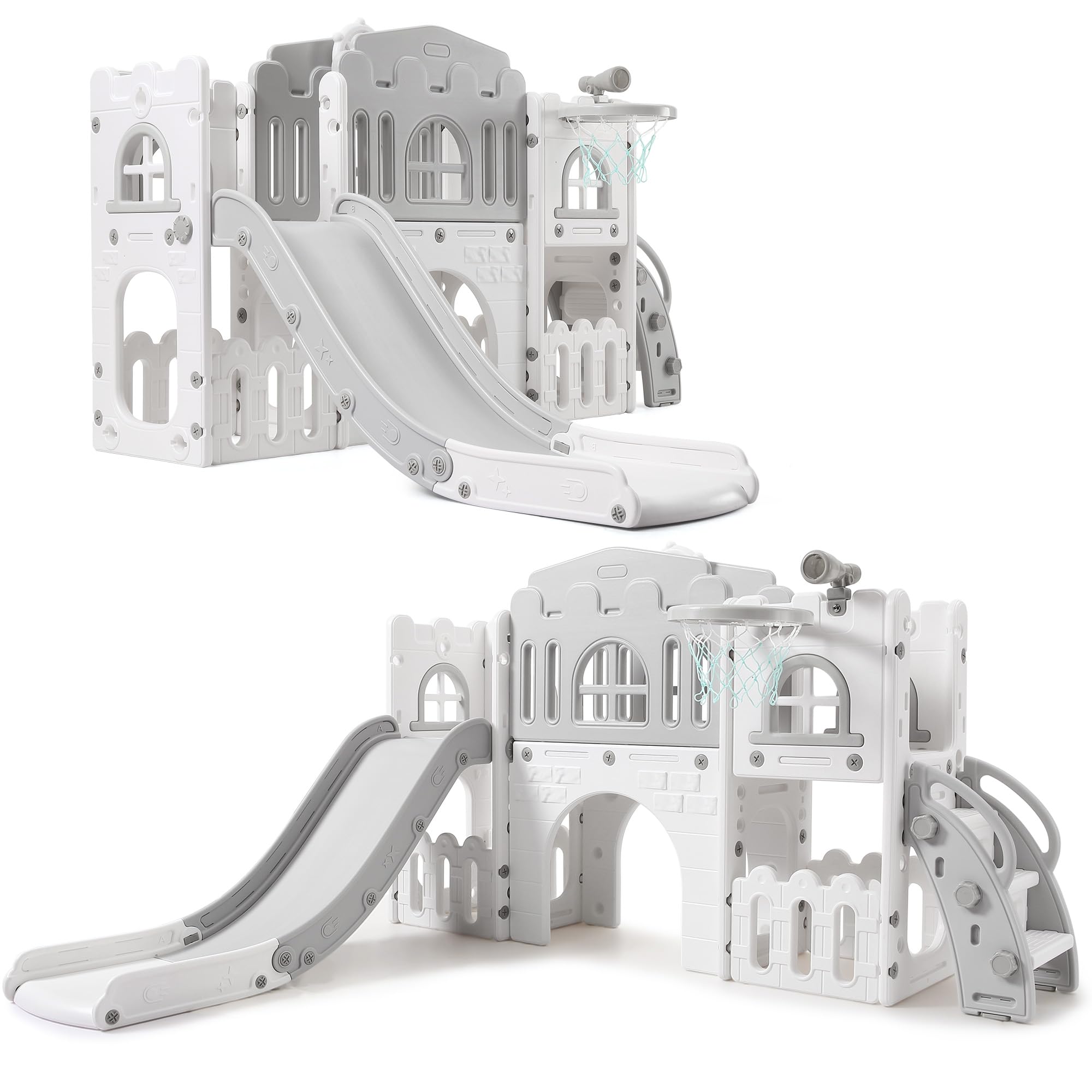 Garvee Toddler Slide 8 in 1 Toddler Playset for Toddlers Age 1-3, Baby Playset for Indoor Outdoor Playground with Climber, Crawl