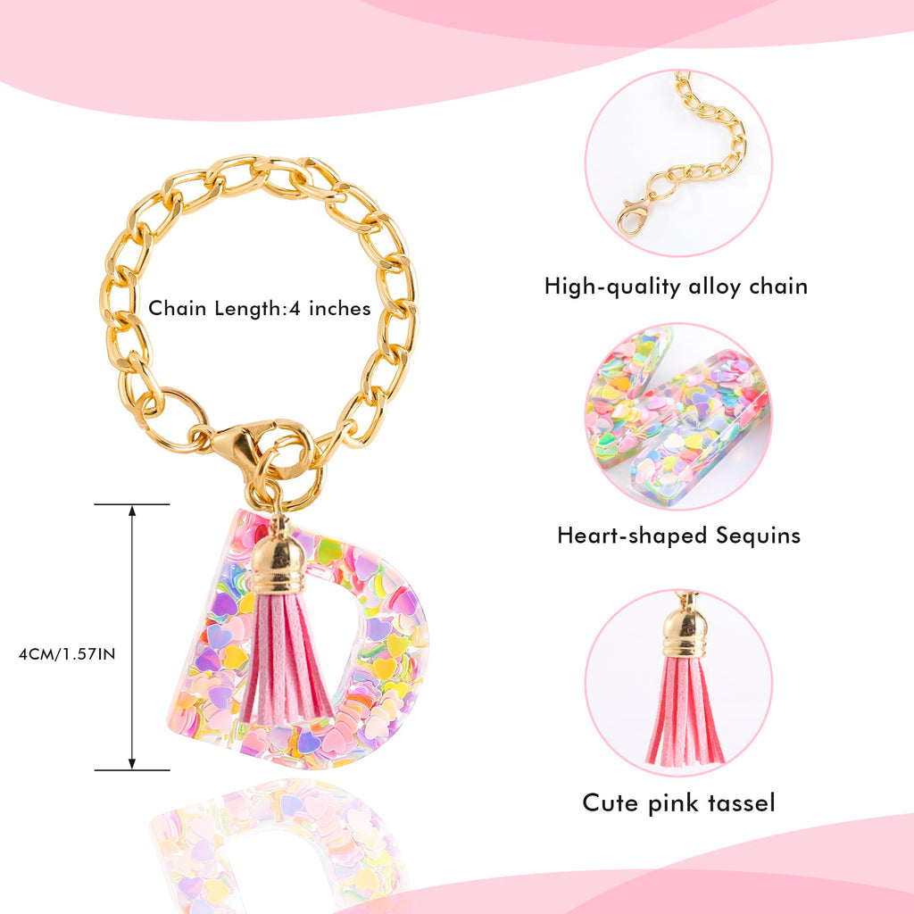 Letter Charm Accessories for Stanley Cup 1 PCS Cute Initial Keychain Handle Charm for Stanley Tumbler for Women Pink Letter D