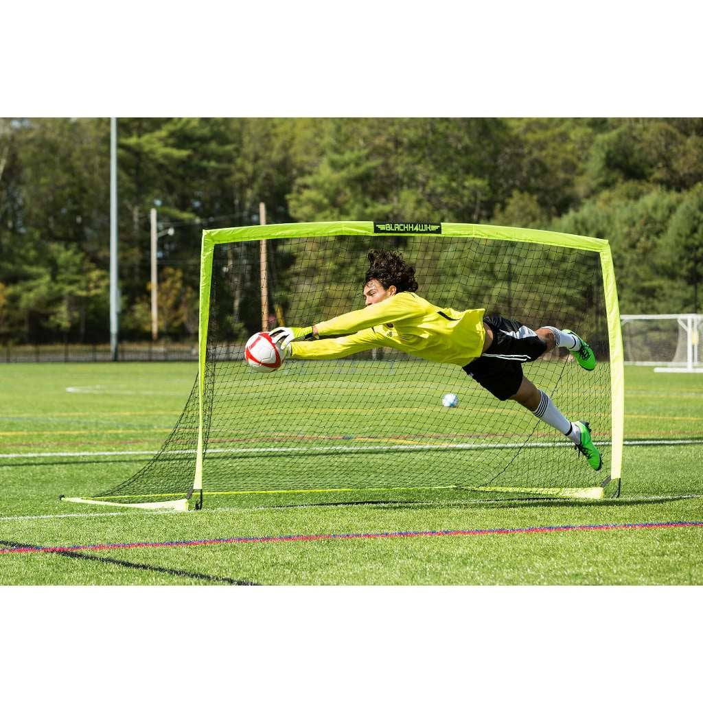 Franklin Sports Blackhawk Backyard Soccer Goal - Portable Kids Soccer Net - Pop Up Folding Indoor + Outdoor Goals - 9' X 5'6'' -