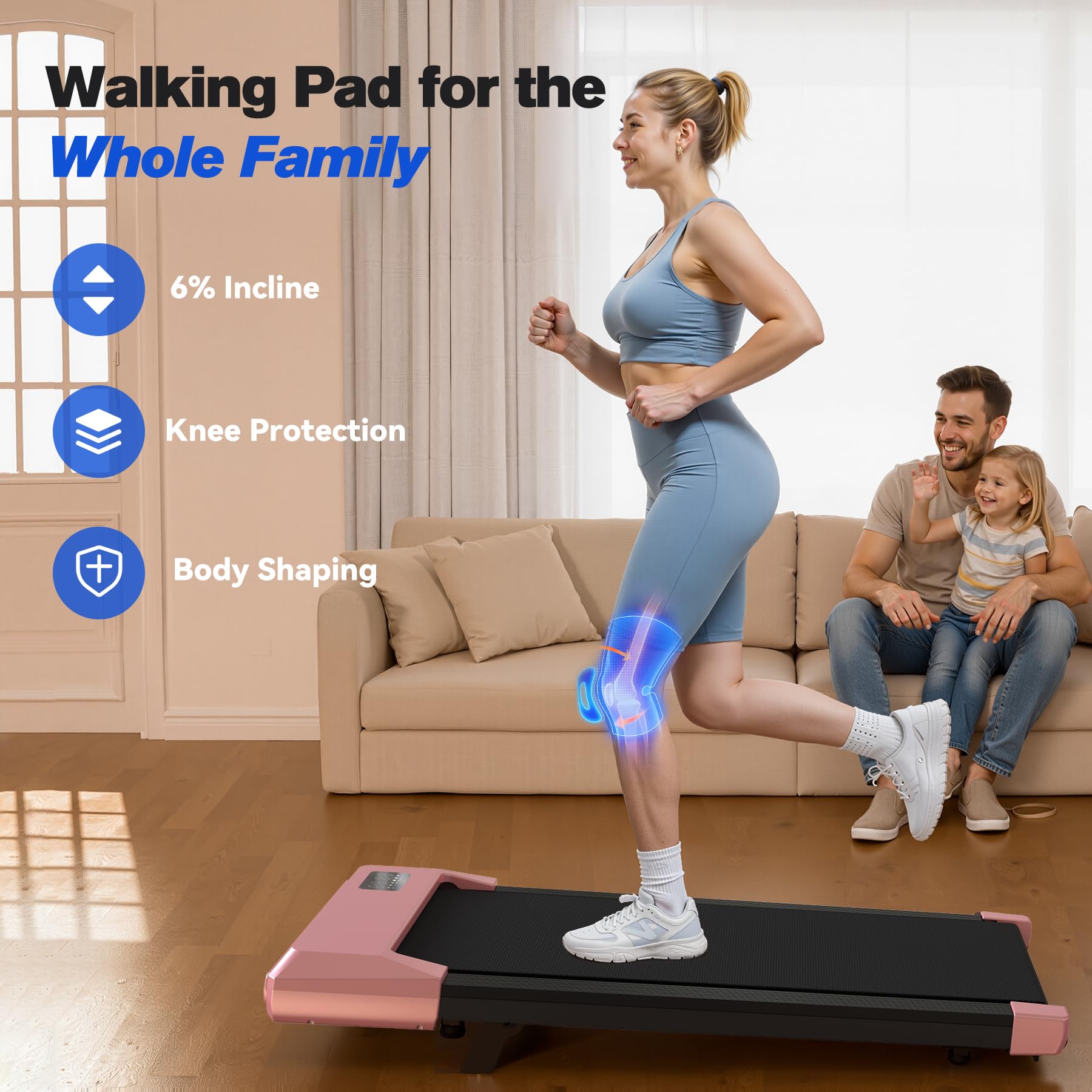 Deerrun 2024 Upgrade Walking Pad, Smart Under Desk Treadmill For Home, No-Assembly Treadmills, App/Remote Control, Led Display,