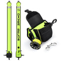 Surface Marker Buoy Scuba with Reel, 5ft High Visibility Diving Open Bottom Signal Tube Safety Sausage with Pouch Bag, 100ft ABS