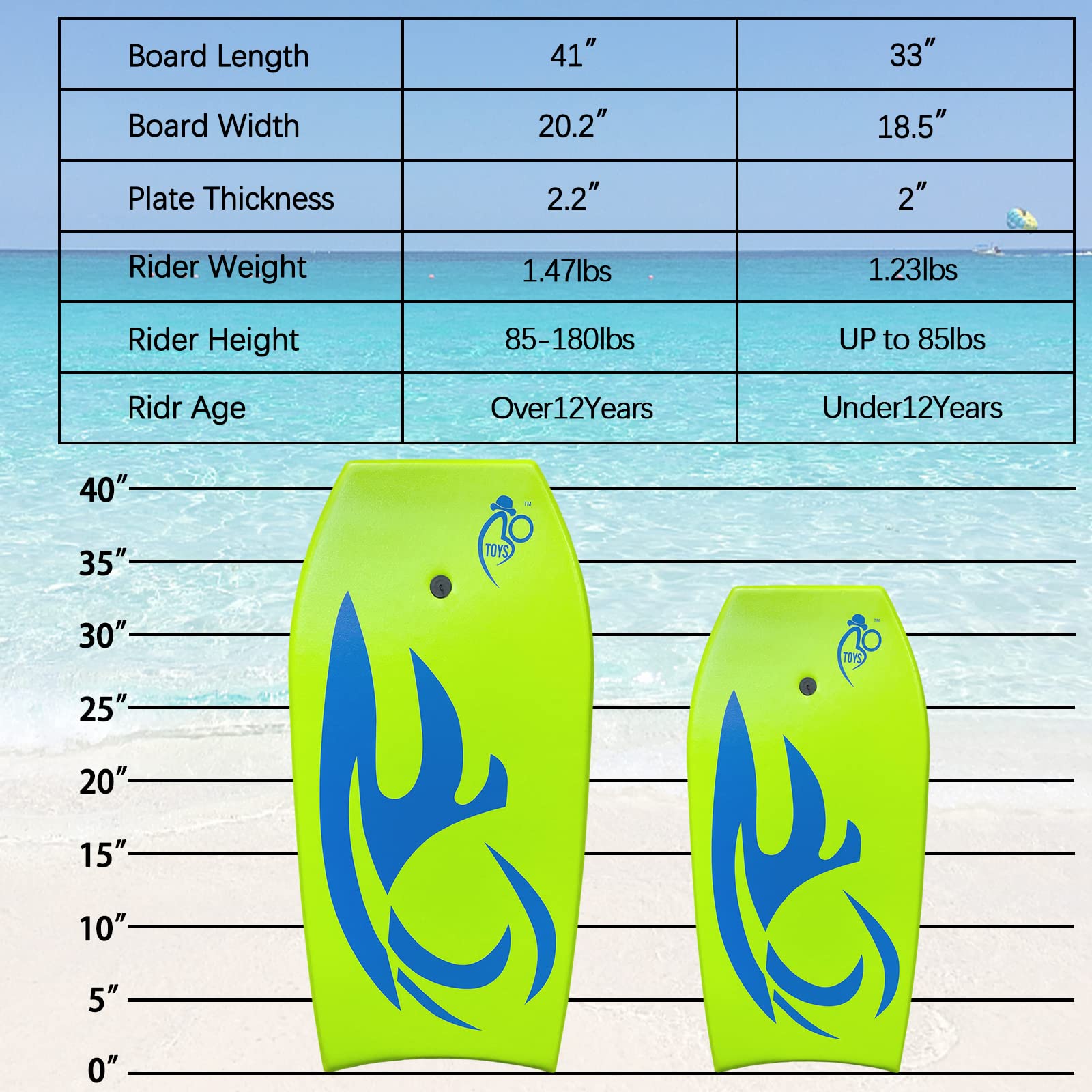 Bo-Toys Body Board Lightweight With Eps Core (Green, 41-Inch)