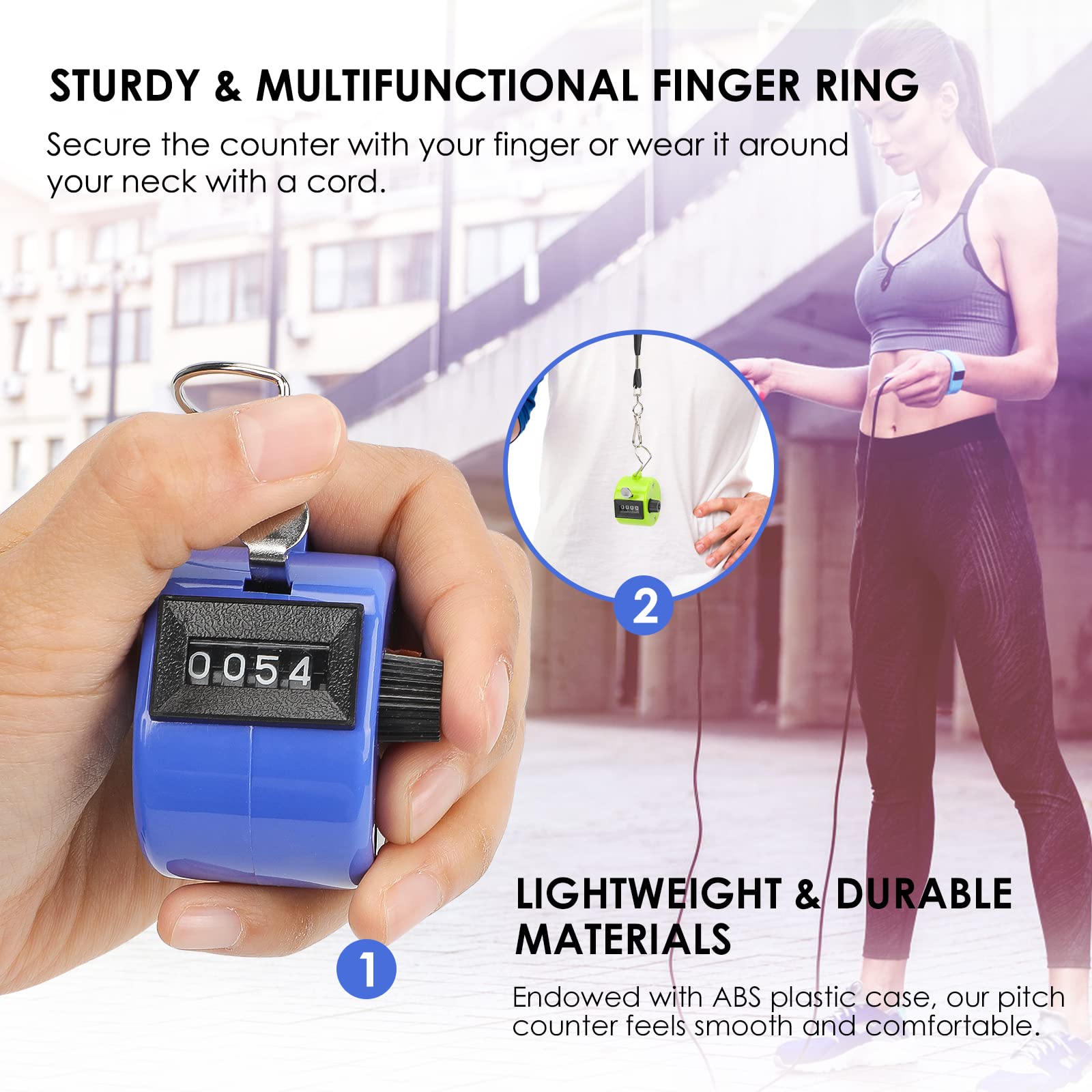 Ktrio Pack Of 6 Colors Handheld Tally Counter 4-Digit Number Count Clicker Counter, Hand Mechanical Counters Clickers Pitch Coun