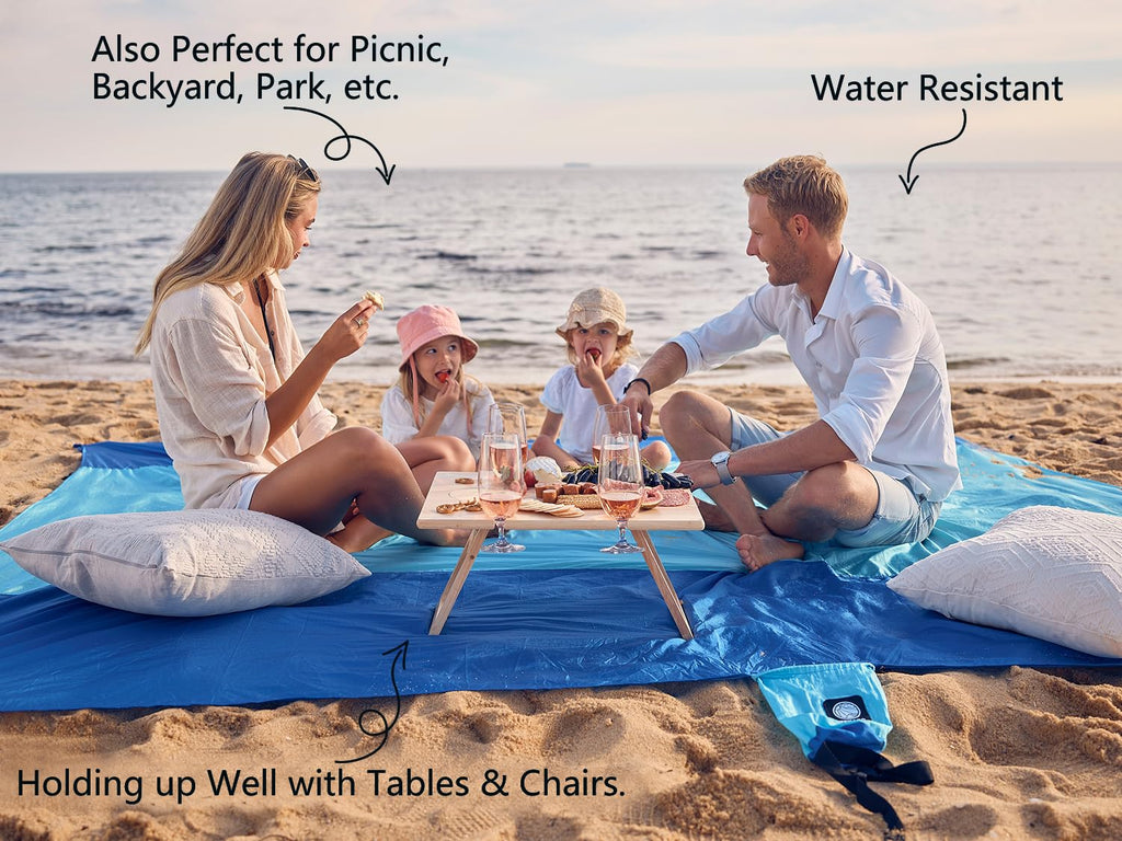 Wekapo Beach Blanket Sandproof, Extra Large Oversized 10'X 9' For 2-8 Adults, Big & Compact Sand Free Mat Quick Drying, Lightwei