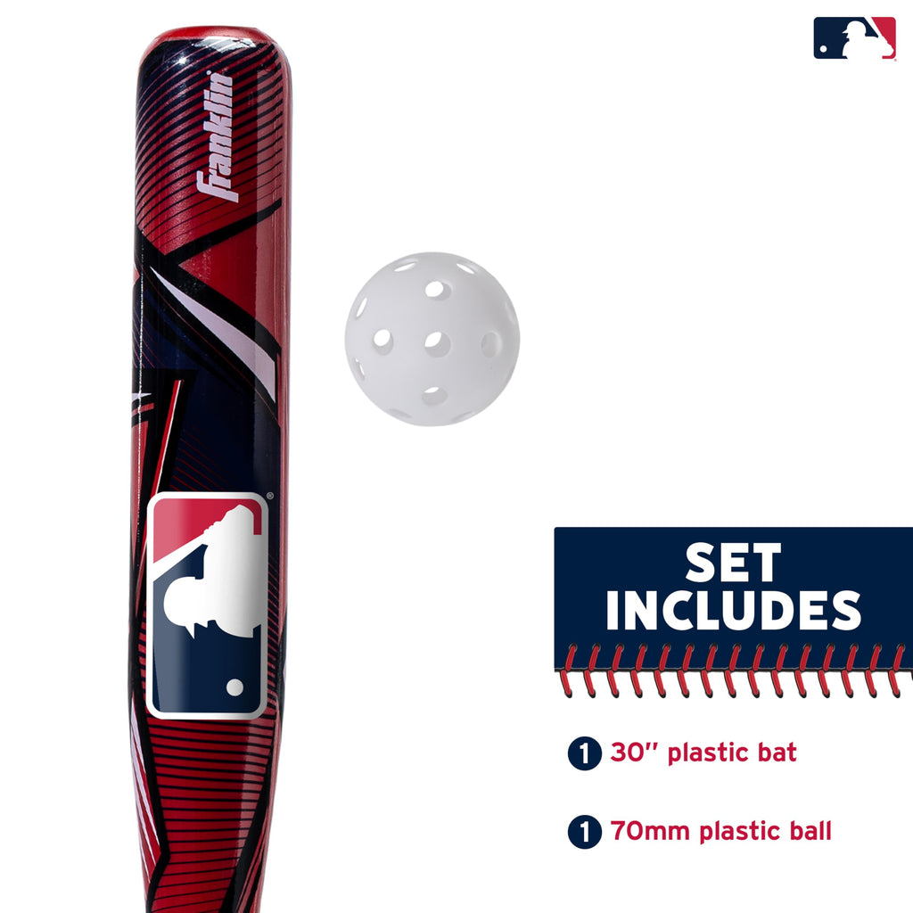 Franklin Sports Kids Mlb Slammin' Baseball Bat & Ball Set - Youth Plastic Baseball Bat + Ball - Fun Backyard Toy For Boys + Girl
