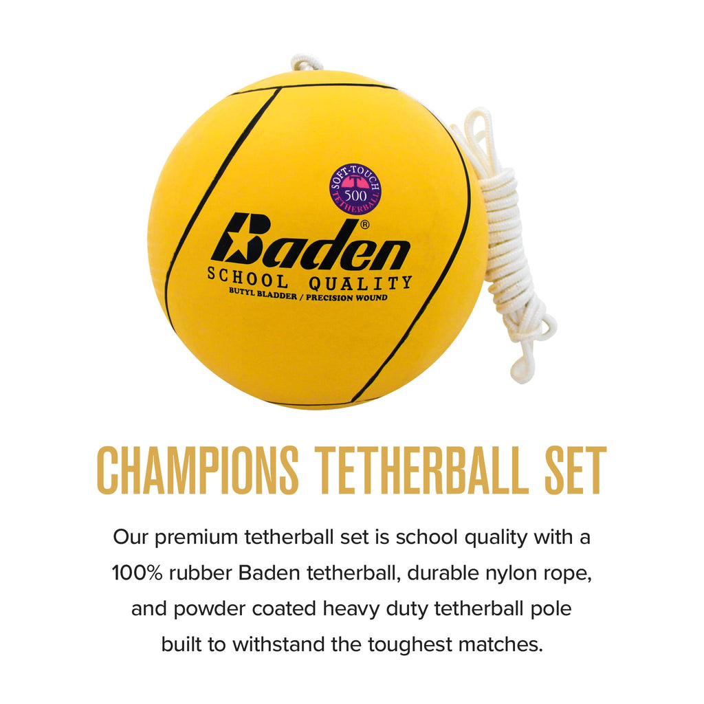 Baden School Quality Tetherball Set - Soft-Touch Tetherball Ball And Rope With Hook And Snap Lock, 10.5 Ft Height Steel Pole, Ai