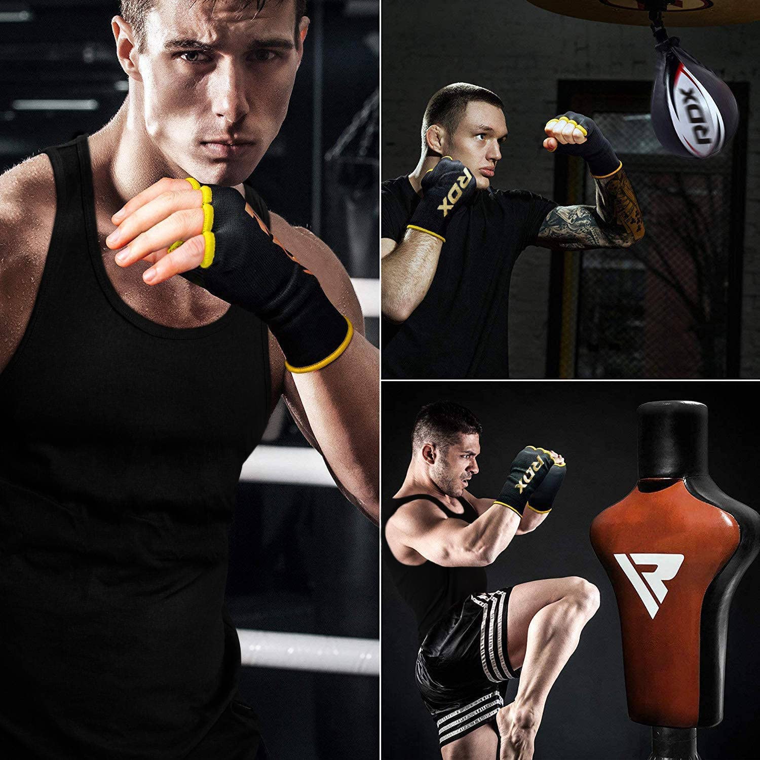 Rdx Boxing Hand Wraps Inner Gloves Men Women, Half Finger Elasticated Bandages, Under Mitts Fist Protection, Muay Thai, Kickboxi