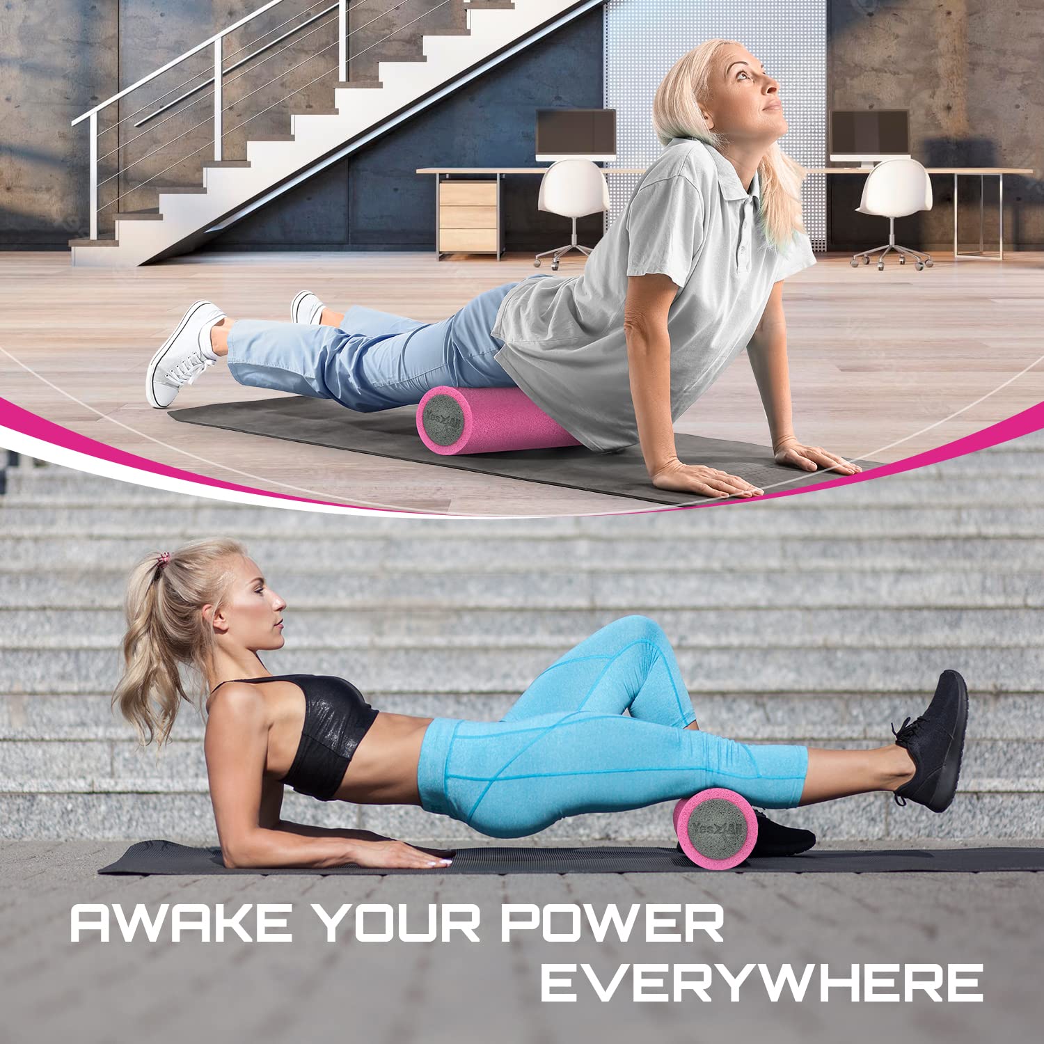 Yes4All Two-Layer Foam Rollers Pe For Many Exercises, Improved Workout Efficiency - 18 Inches