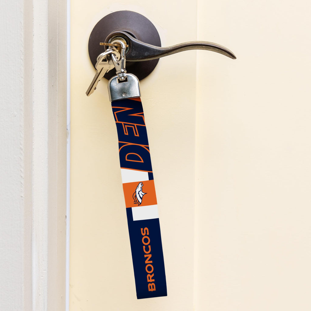 Rico Industries Nfl Football Denver Broncos Standard Wrist Lanyard Key Chain, Cute Wristlet Strap Keychain Holder For Women Men