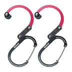 Gear Aid Heroclip Carabiner Gear Clip And Hook (Medium) For Camping, Backpack, And Garage Organization, Black And Red, 2 Pack