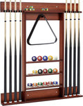 LDAILY Pool Cue Rack Only, Wooden Pool Cue Holder, Holds 8 Cues, 16 Billiard Balls & Ball Rack, Pool Stick Holder Wall Mount for