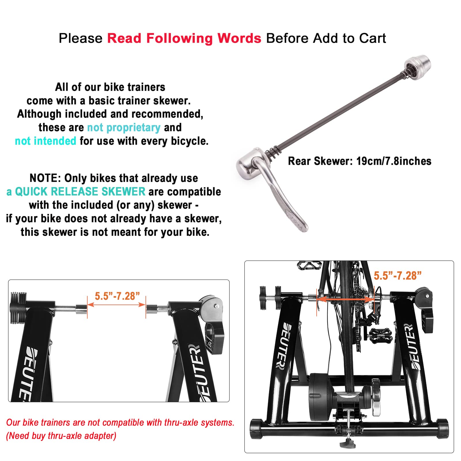Bike Trainer, Magnetic Bicycle Stationary Stand For Indoor Exercise Riding, 26-29'' & 700C Wheels, Quick Release Skewer & Front