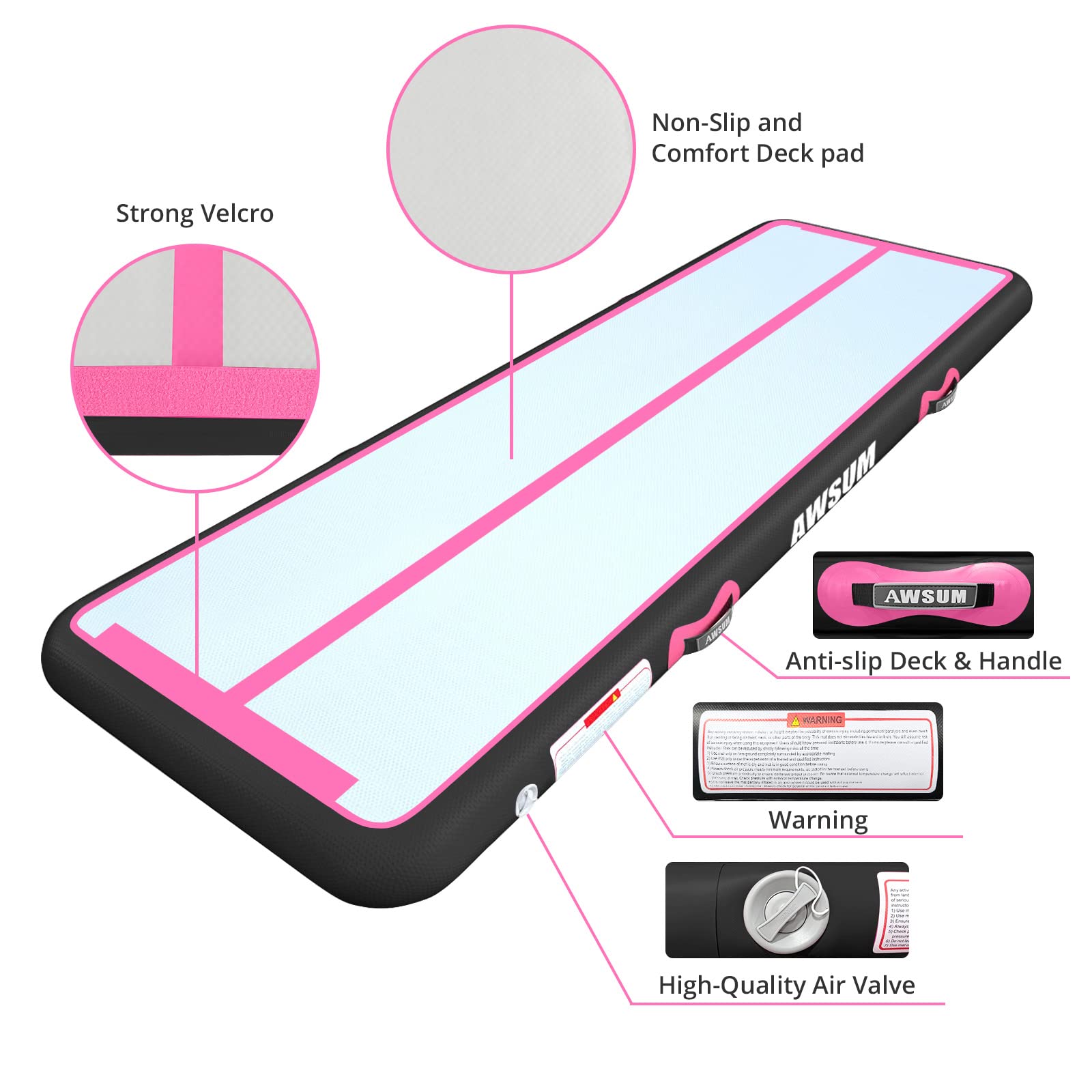 Awsum 10Ft Gymnastics Air Mat With Air Roller For Gym Inflatable Gymnastics Equipment With Electric Pump