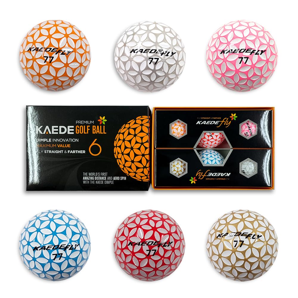 Kaede Fly Distance Golf Balls (Half Dozen) 2 Tone Colored 6 Balls
