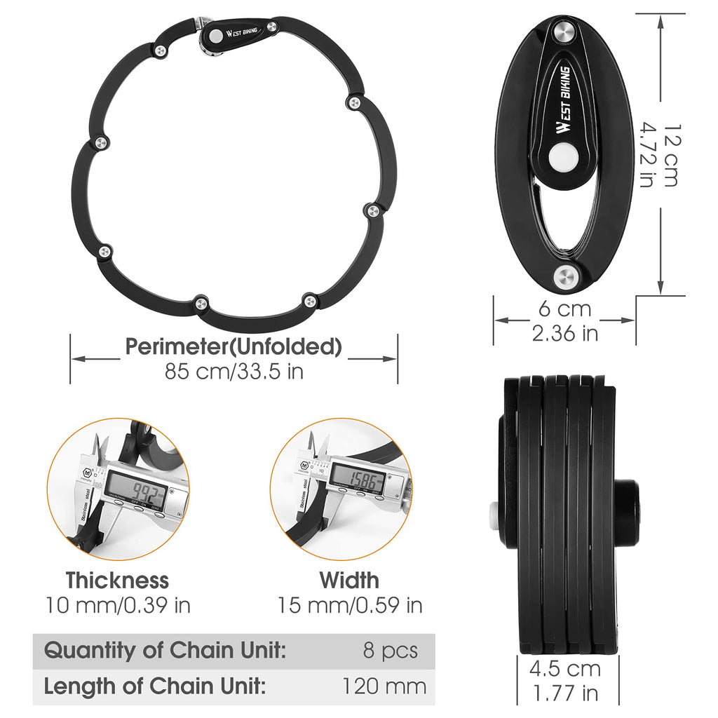 Chimona Bike Foldable Lock, 4-Digit Anti   Theft   Combination   Bicycle   Lock, Security Level 6 Heavy Duty Folding Bike Lock,