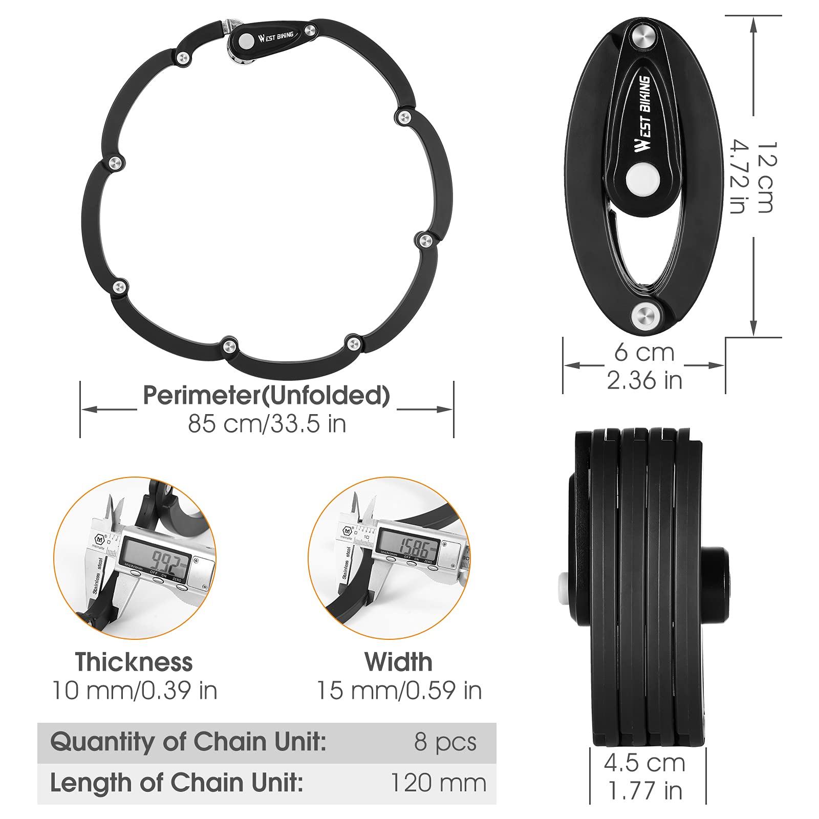 Chimona Bike Foldable Lock, 4-Digit Anti   Theft   Combination   Bicycle   Lock, Security Level 6 Heavy Duty Folding Bike Lock,