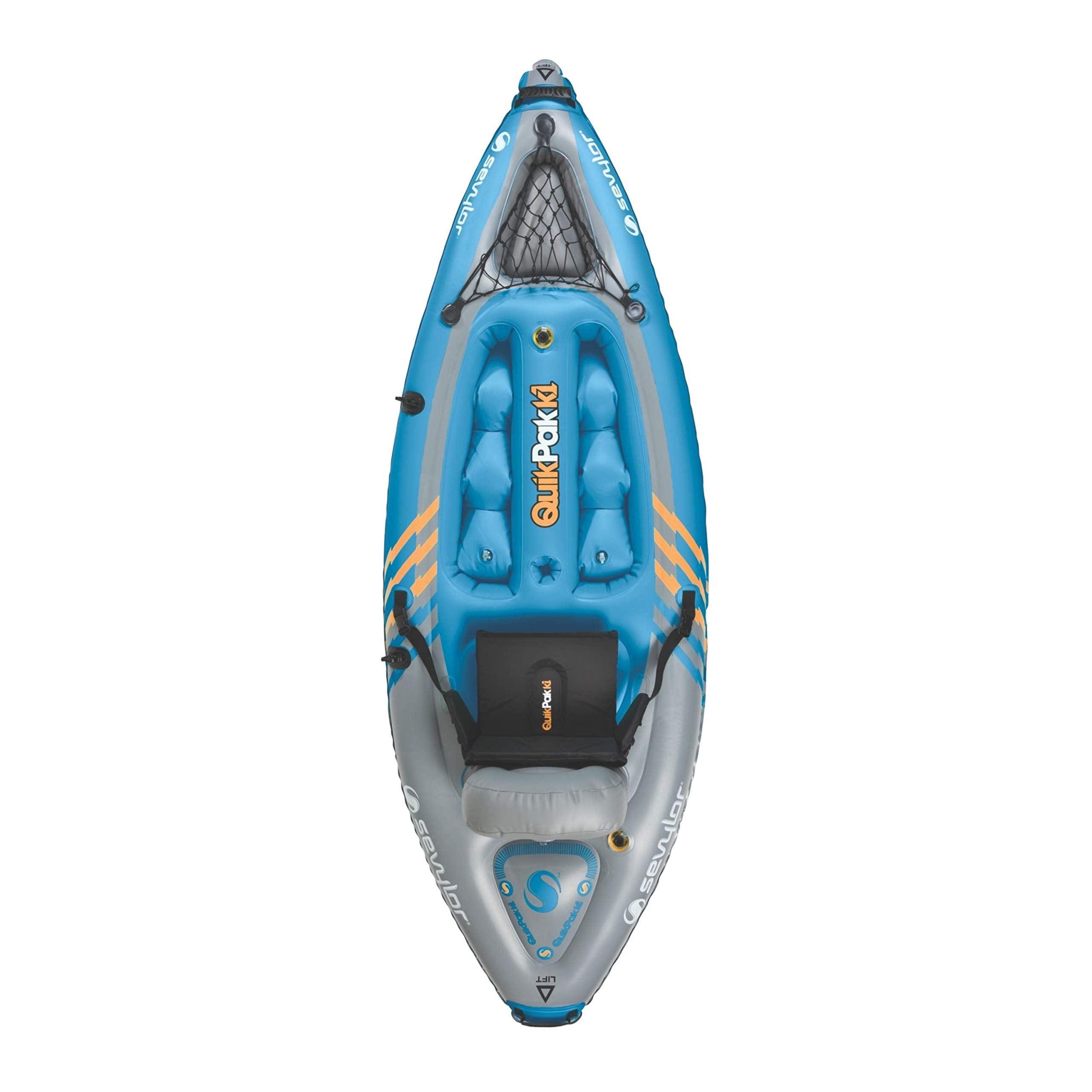 Sevylor Quickpak K1 1-Person Inflatable Kayak, Kayak Folds Into Backpack With 5-Minute Setup, 21-Gauge Pvc Construction; Hand Pu
