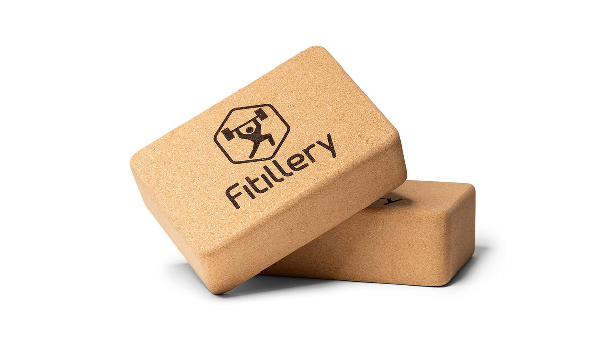 Fitillery Yoga Block, Resilient Material, Easy To Grip, Comfortable Edges  2 Pack (Cork)