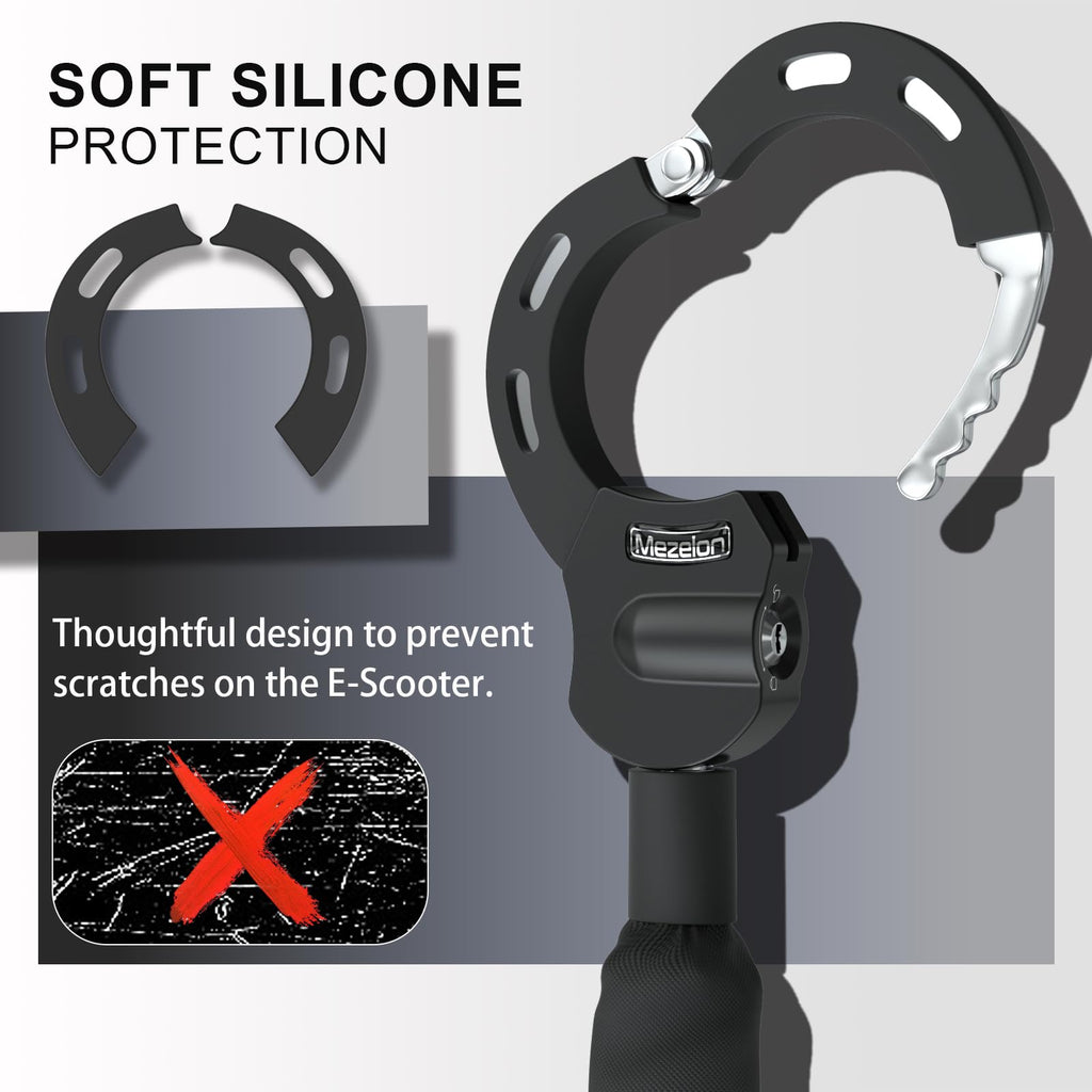 Mezelon Electric Scooter Lock, 8Mm Chain Lock Bike Locks Heavy Duty Anti Theft With 3 Keys For E-Bike/Electric Scooters