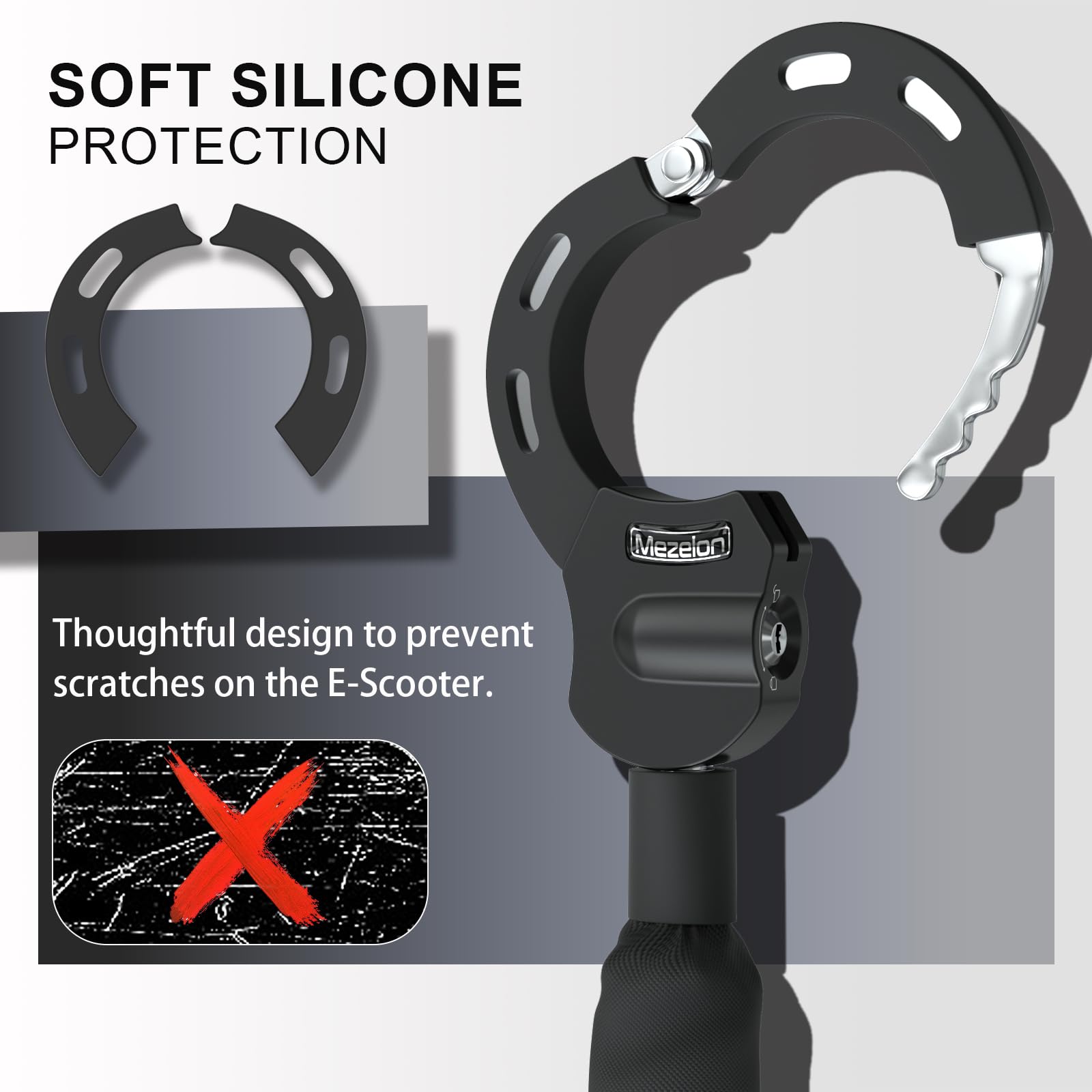 Mezelon Electric Scooter Lock, 8Mm Chain Lock Bike Locks Heavy Duty Anti Theft With 3 Keys For E-Bike/Electric Scooters