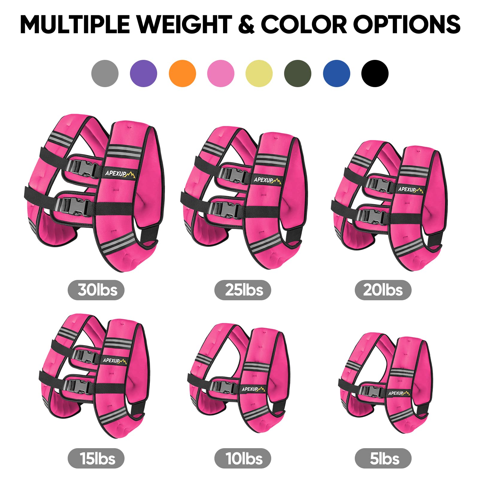 APEXUP 30lbs Weighted Vest Men Women, Weight Vest for Women Workout Equipment for Strength Training Running (Pink)