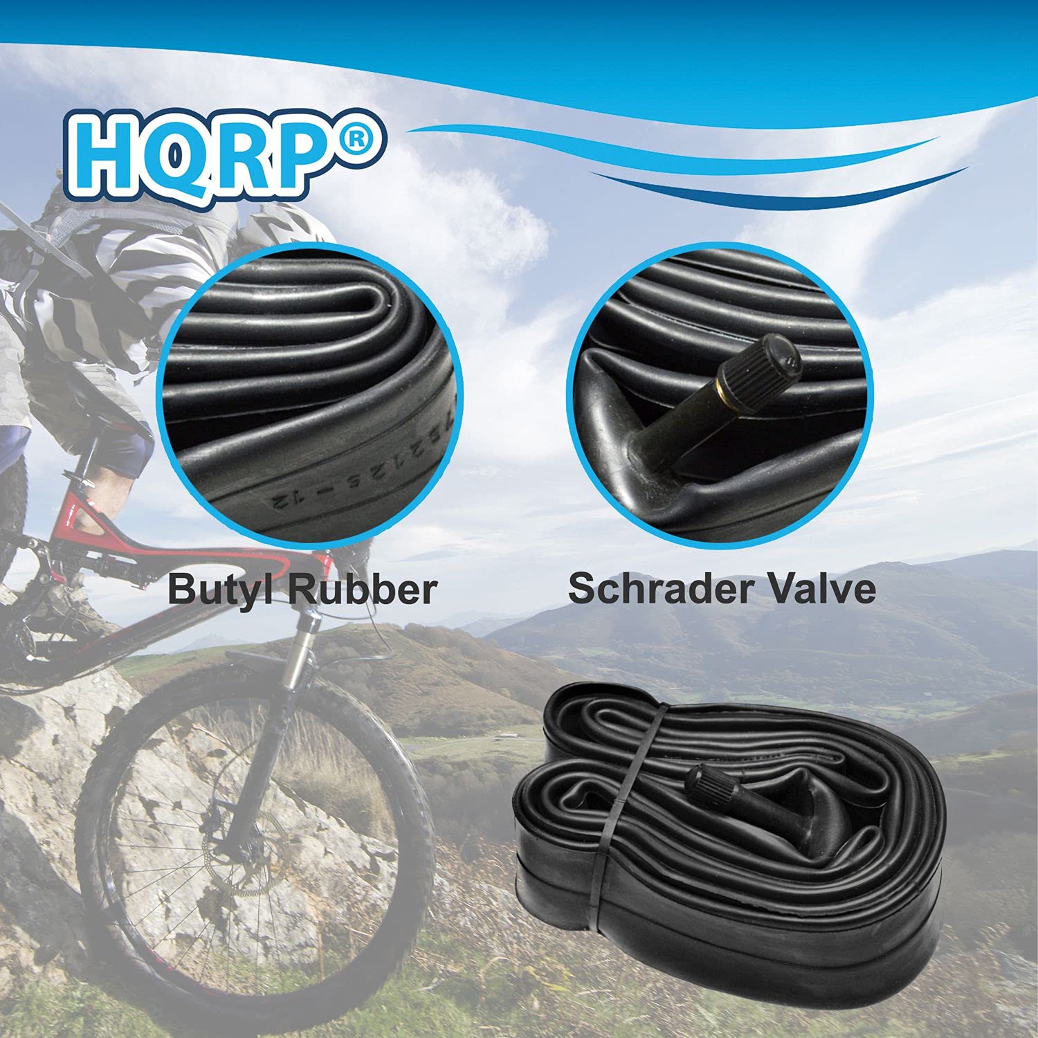 Hqrp 16'' X 1.75/1.8/1.9/1.95/2/2.1/2.125 Bike Tire Inner Rubber Interior Tube Schrader Valve For Kids, Bmx, Stroller, Cruisers,