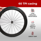 Fincci Pair 700X23C Tires Road Bike 23-622 Foldable Bike Tire 60Tpi With 1Mm Antipuncture Protection For Cycling Racing Touring