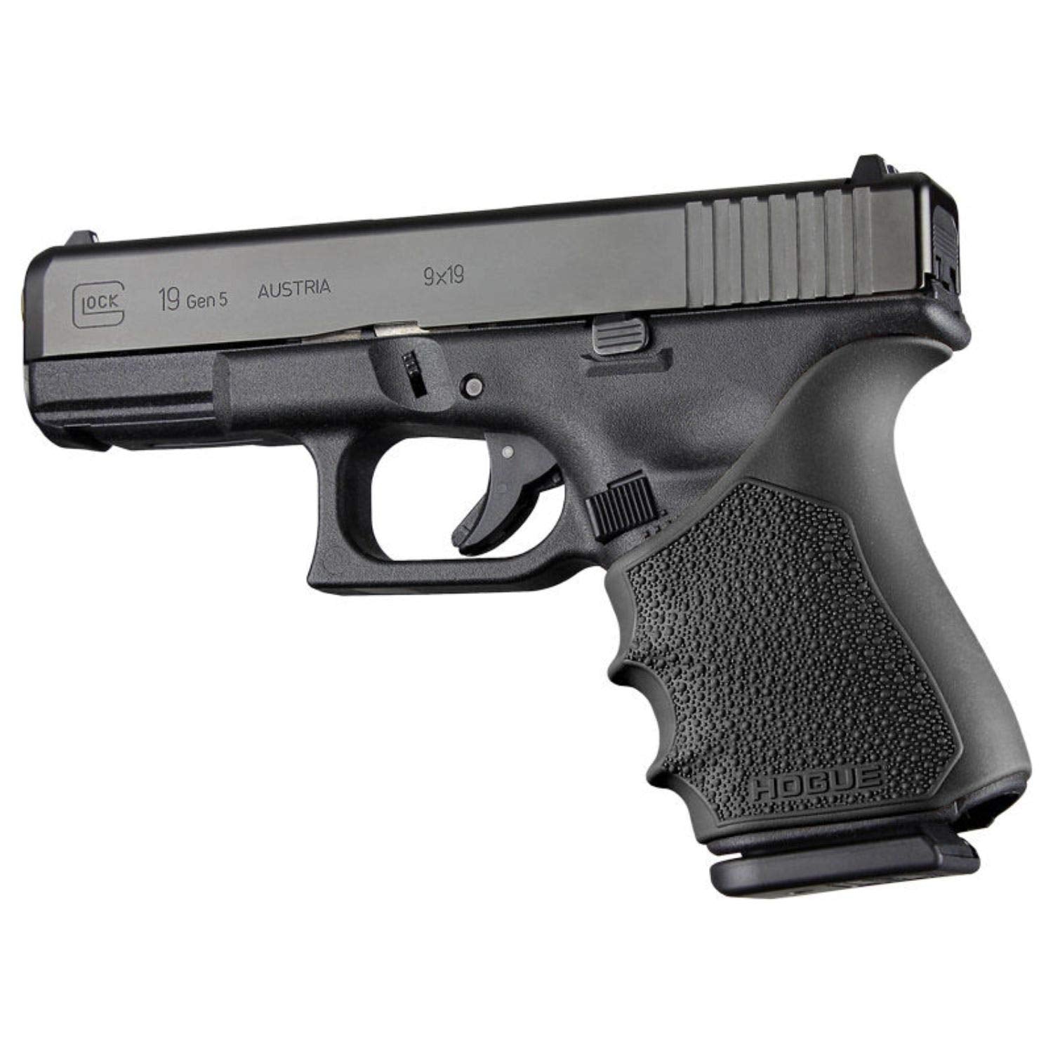 Hogue Handall Beavertail Rubber Grip Sleeve For Glock 19, 23, 32, 38 (Gen 1, 2, & 5), Black - 17050
