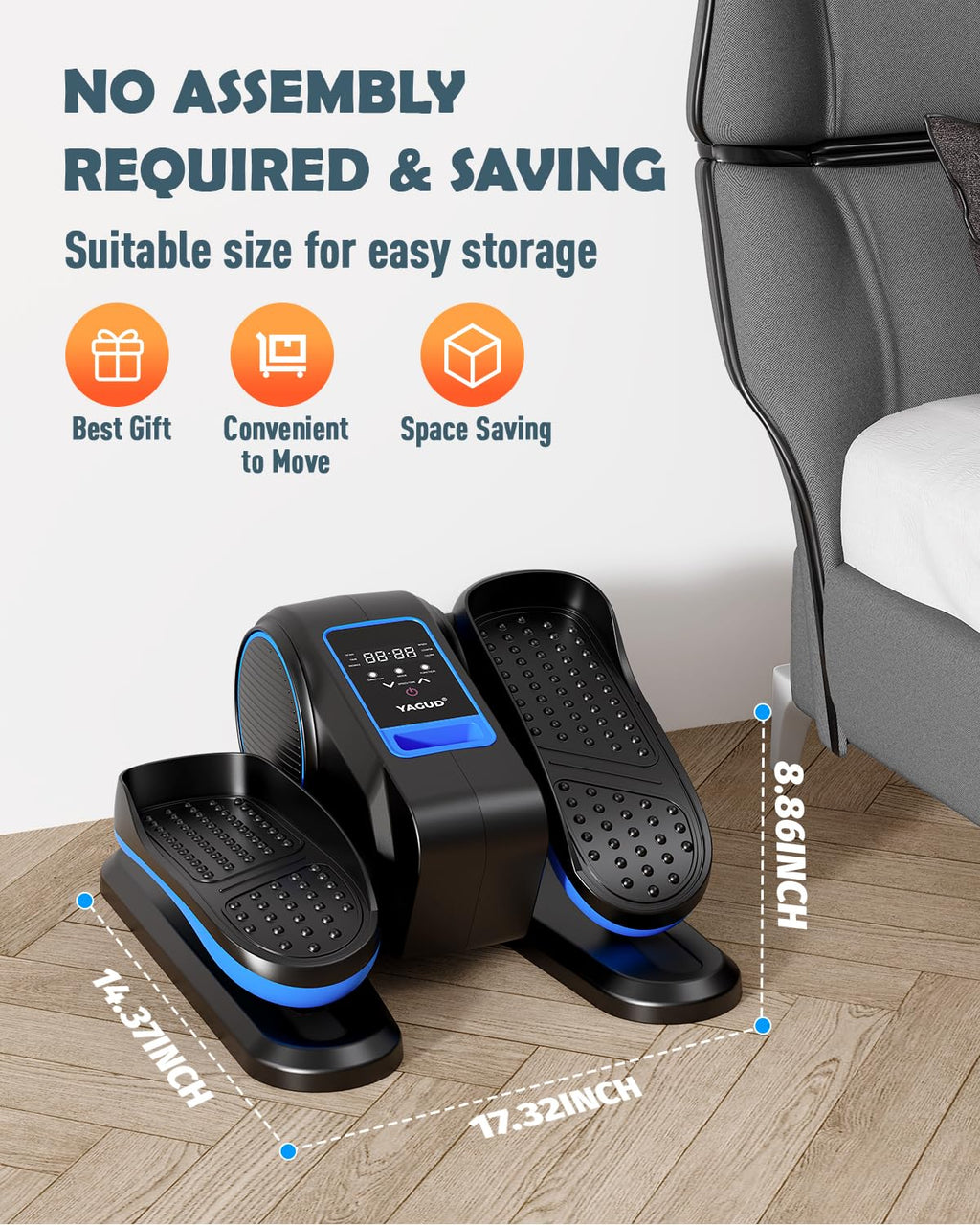 Yagud Under Desk Machine, Electric Ellipse Leg Exerciser For Senior, 13 Adjustable Speeds Quiet And Portable Seated Pedal Exerci