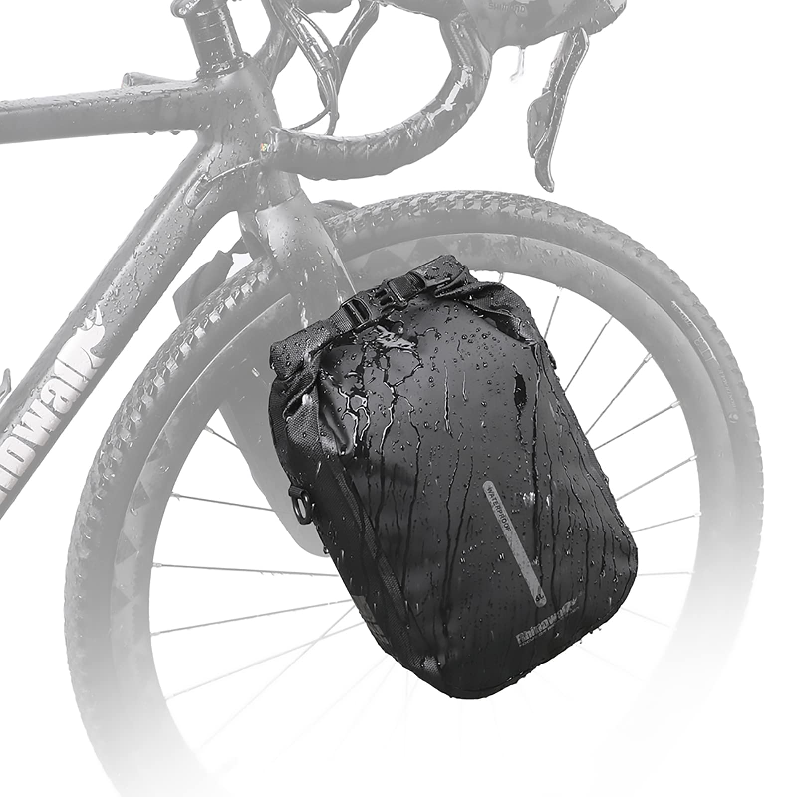 Rhinowalk Bike Front Pannier Bag Fork Bag Waterproof Bicycle Rack Bag Shoulder Bag for E-Scooter Mountain Bike Accessories -Blac