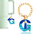 Letter Charm Accessories for Stanley Cup 1 PCS Cute Initial Keychain Handle Charm for Stanley Tumbler for Women Blue Letter G
