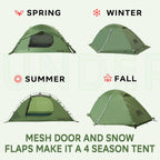 1-Person Backpacking Tent For 4-Season - Winter Waterproof Tent For One Person, Lightweight Camping Gear For Backpacking, Easy S