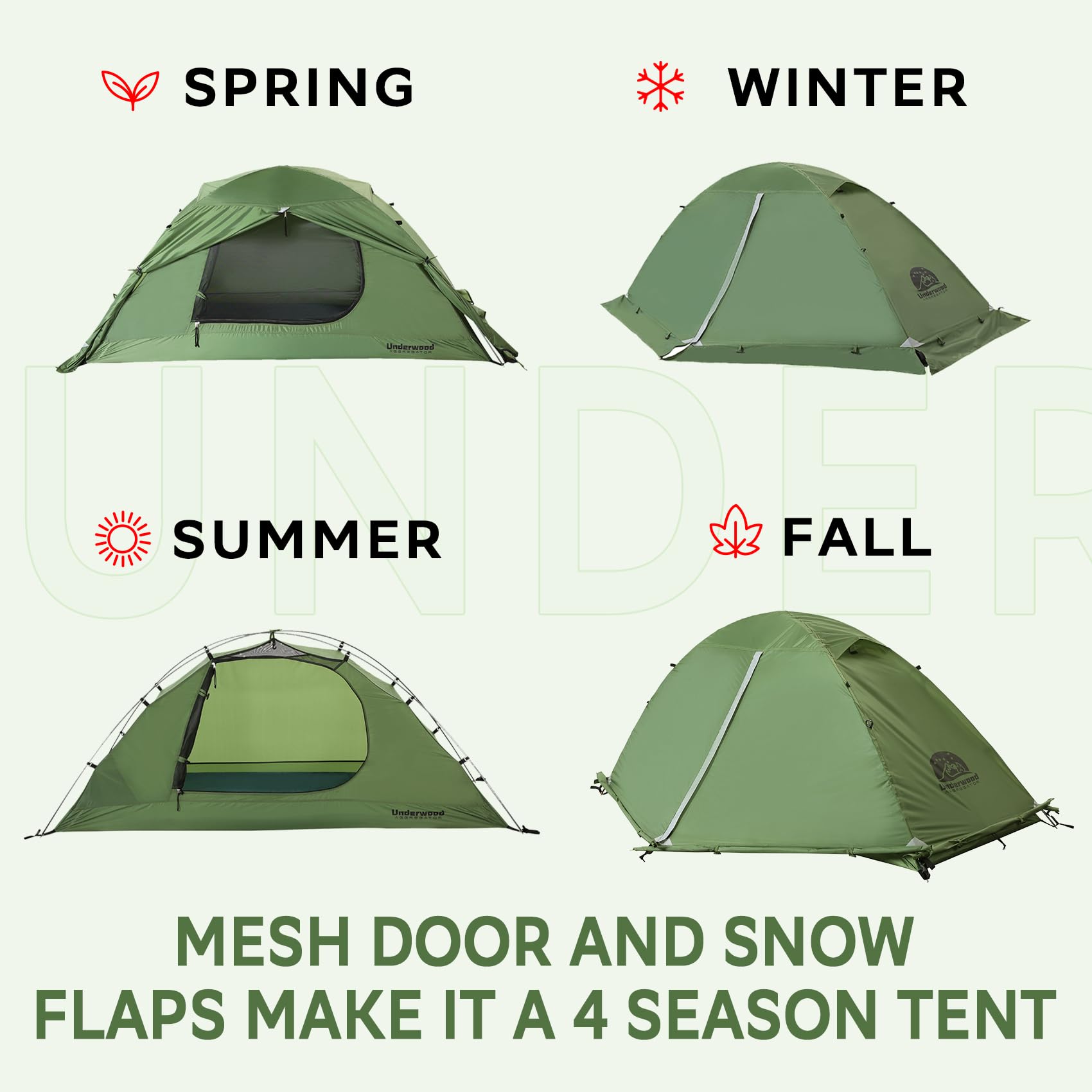 1-Person Backpacking Tent For 4-Season - Winter Waterproof Tent For One Person, Lightweight Camping Gear For Backpacking, Easy S