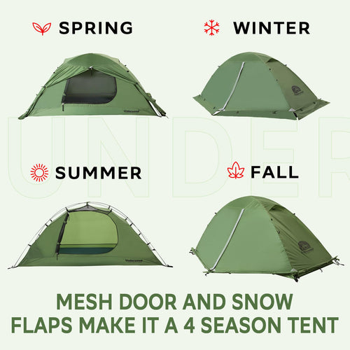 1-Person Backpacking Tent For 4-Season - Winter Waterproof Tent For One Person, Lightweight Camping Gear For Backpacking, Easy S