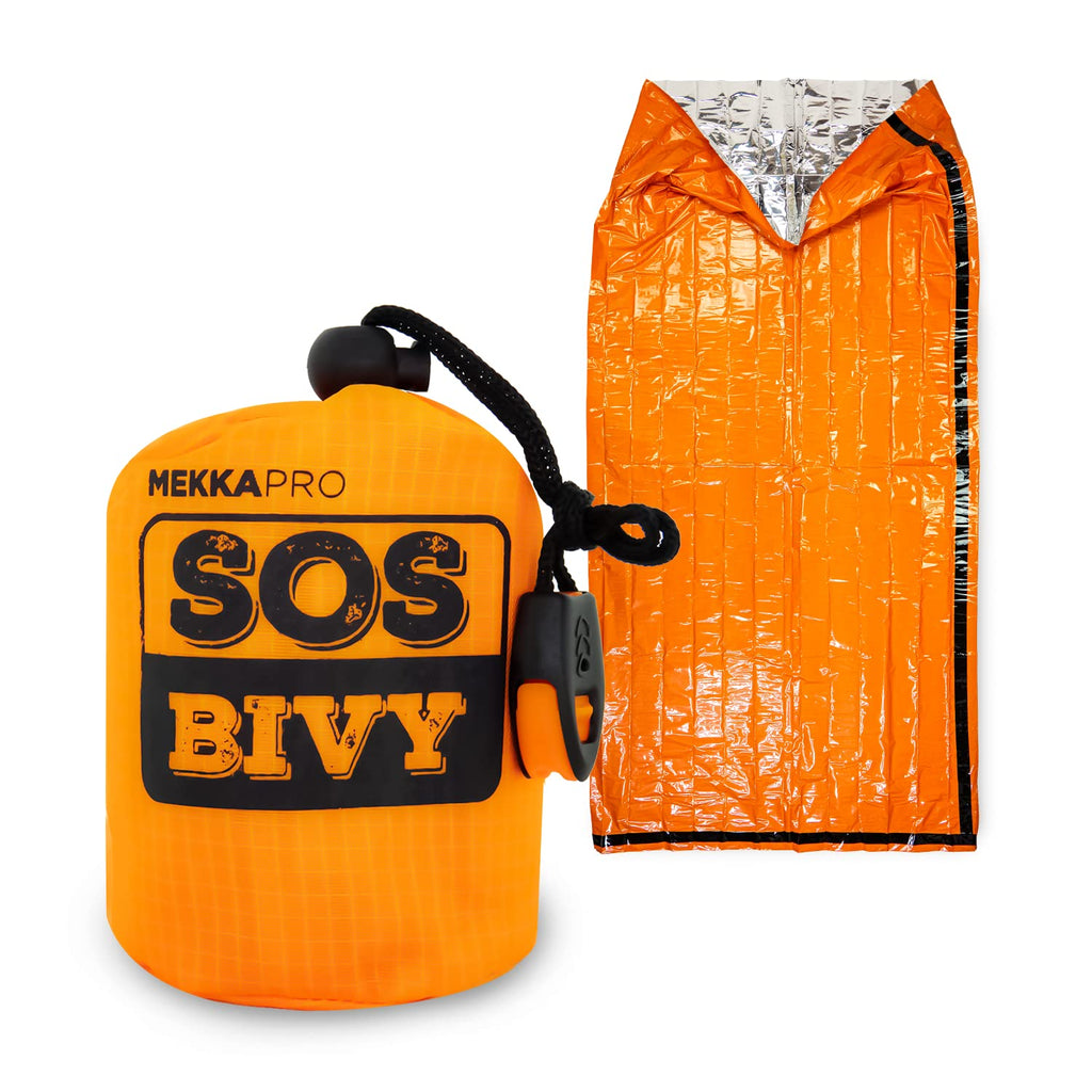 Mekkapro Sos Emergency Thermal Bivy Sleeping Bag With Survival Whistle, Survival Bivvy Sack, Mylar Emergency Blanket
