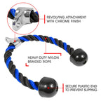 Yes4All Deluxe Blue Black Tricep Rope 36 Inches Black Cable Attachment, Pulley System Gym Pull Down Rope With Carabiner, Exercis
