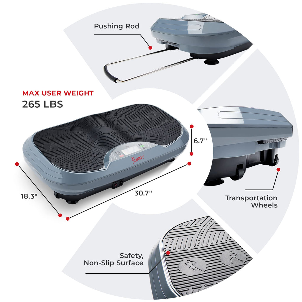 Sunny Health & Fitness Curved Vibration Plate Machine - 3D Vibrating Platform for Lymphatic Drainage & Weight Loss | Whole Body