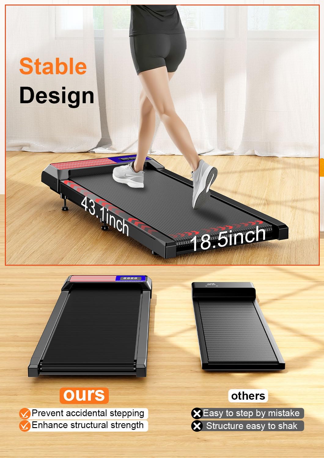Walking Pad Treadmill With Incline,Walking Pad 2.5Hp For Home And Office, 265Lbs Weight Capacity,Treadmill With App &Remote Cont