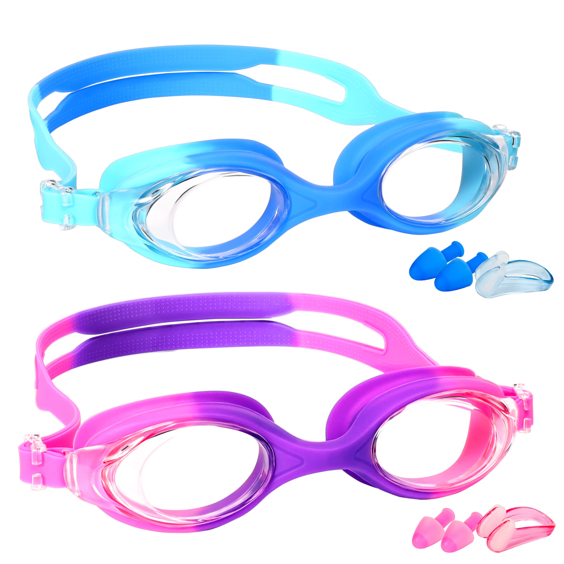 Ewpjdk Kids Swim Goggles - 2 Pack Swimming Goggles Anti Fog Anti-Uv No Leaking For Children Teens Boys & Girls Age 3-15 (Purple 