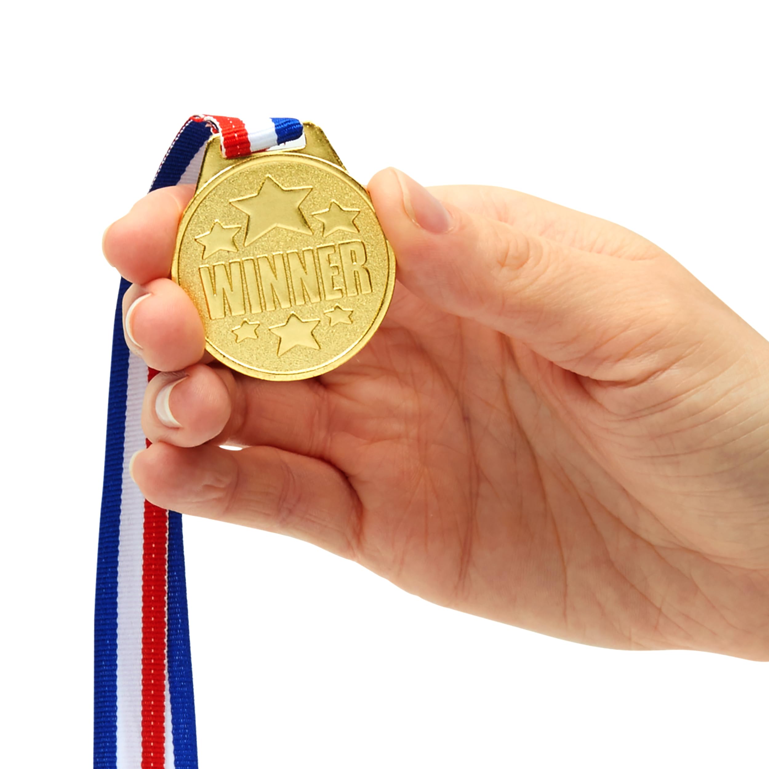 Juvale 12 Pack Gold Winning Participation Medal Awards For Contests With Neck Ribbon For Sports, Competitions, Tournaments, Spel