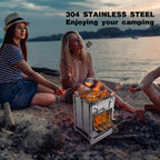 Redcamp Wood Burning Camp Stove Folding Stainless Steel 304# Grill, Small Portable Backpacking Stove For Hiking Camping Picnic B