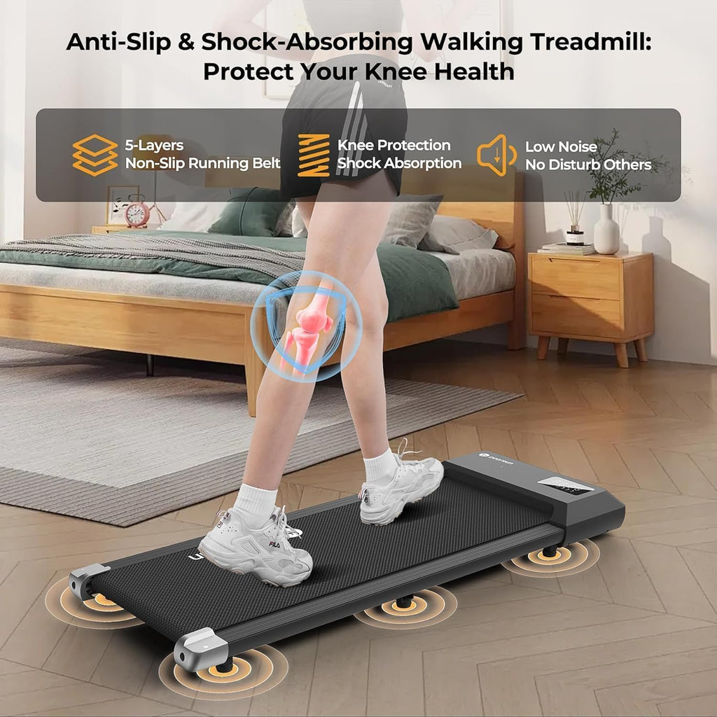 Deerrun Walking Pad, 2025 Smart Under Desk Treadmill, Mini Walk Pads For Home/Office, 2 In 1 Walking Pad Treadmills With Led Dis
